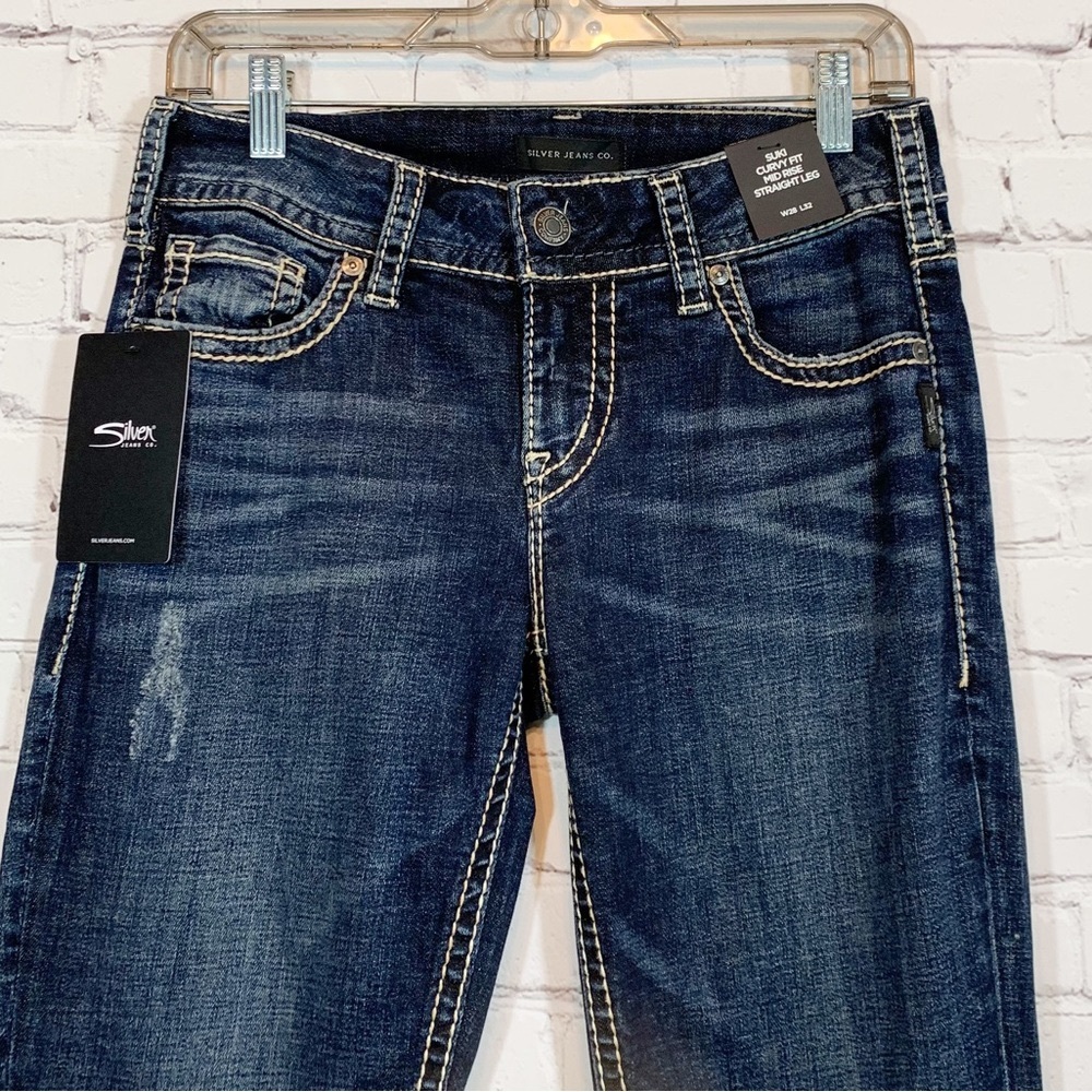 Silver Jeans Suki Curvy Fit Mid Rise Straight Leg NWT - Picture 3 of 9